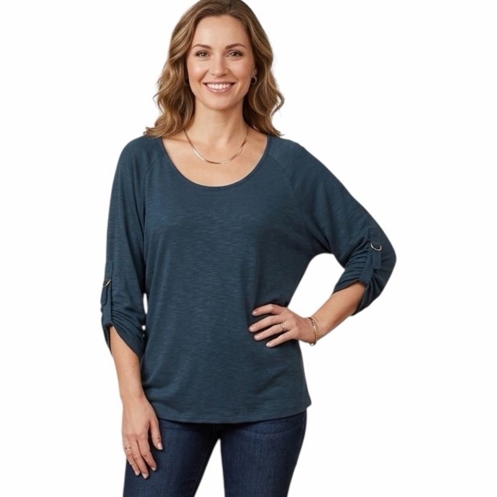 Ellen Tracy Raglan  Dark Grey Top Size L‎